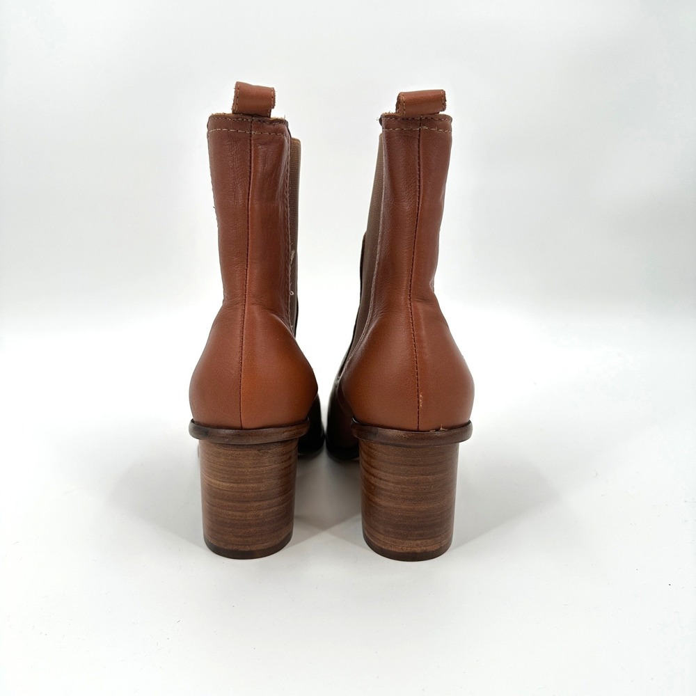 Portland Leather Goods Patina Vero Brown Leather Chelsea Square Ankle Boots 8.5 - Picture 8 of 9